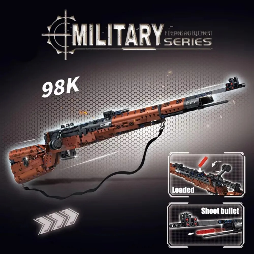 World War II Military Series 1206 Kar98k Rifle Model Assembly Block Set Toy Boy Children's Festival Gift