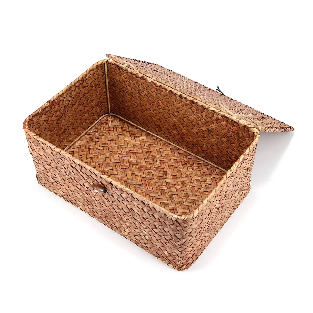 Woven Basket with Lid Rustic Storage Box Woven Basket with Lid Rustic Storage Box