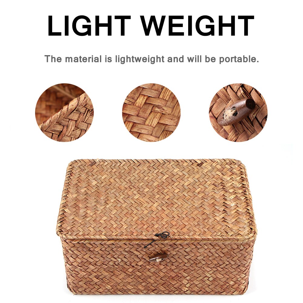Woven Basket with Lid Rustic Storage Box Woven Basket with Lid Rustic Storage Box