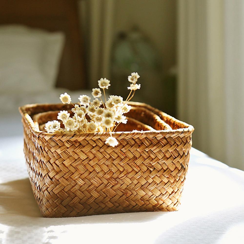 Woven Straw Desk Organizer Basket Woven Straw Desk Organizer Basket