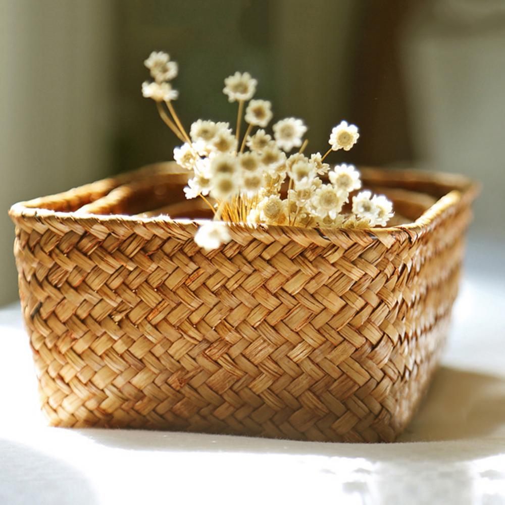 Woven Straw Desk Organizer Basket Woven Straw Desk Organizer Basket