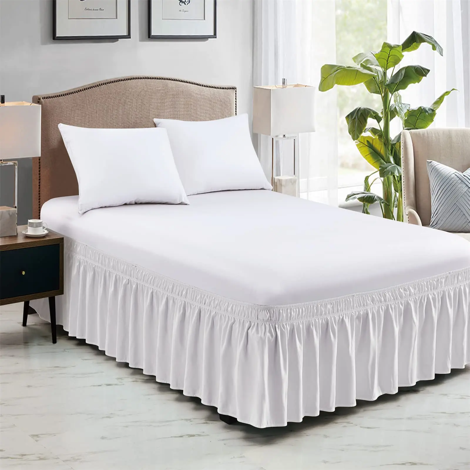 Wrap-Around Elastic Ruffle Bed Skirt Wrap-Around Elastic Ruffle Bed Skirt