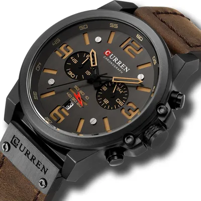 Wrist Watch For Men In Leather Design