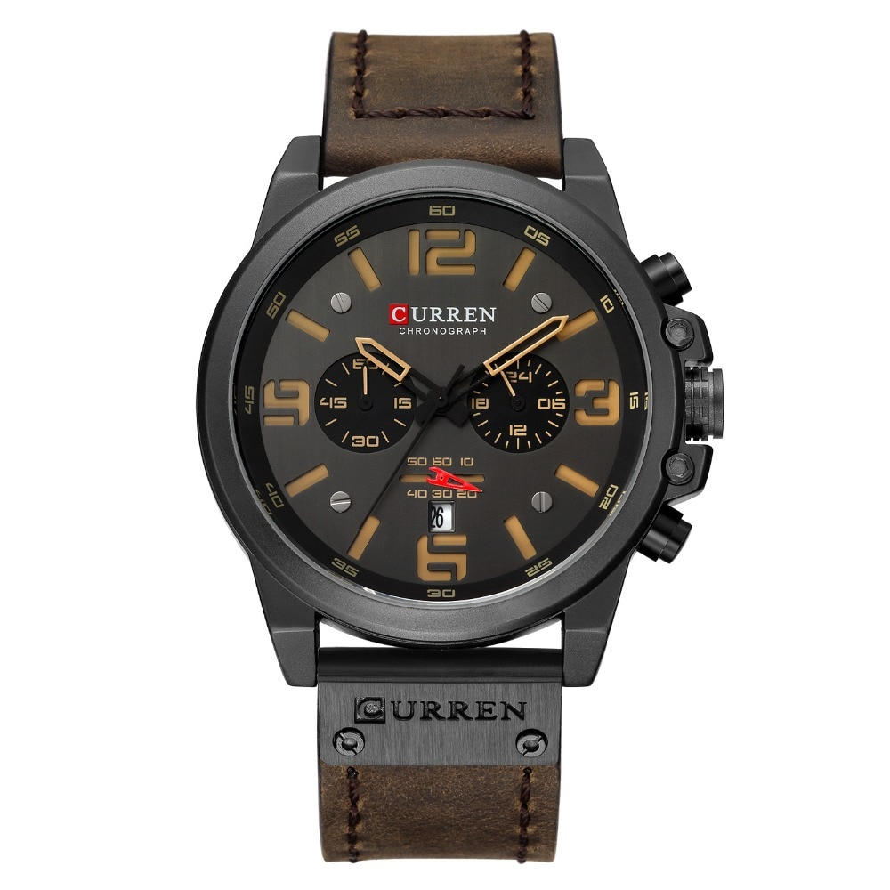 Wrist Watch For Men In Leather Design