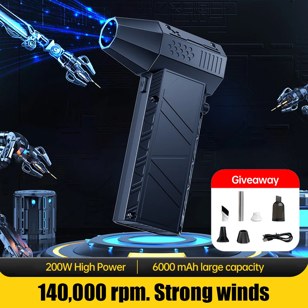 X6 Violent Fan 140000RPM Powerful Air Blower Vacuum Dust Cleaner Type-C Charging Strong Winds 53m/s Brushless Turbo Jet