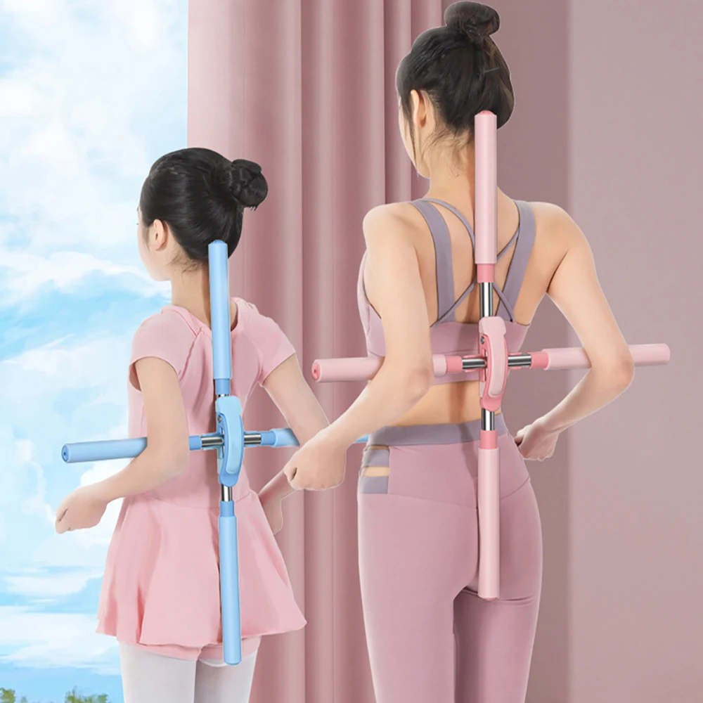 Yoga Hunchback Corrector Adjustable Stainless Steel Body Stick Cross Open Back Standing Training Stick Gym Home Sports