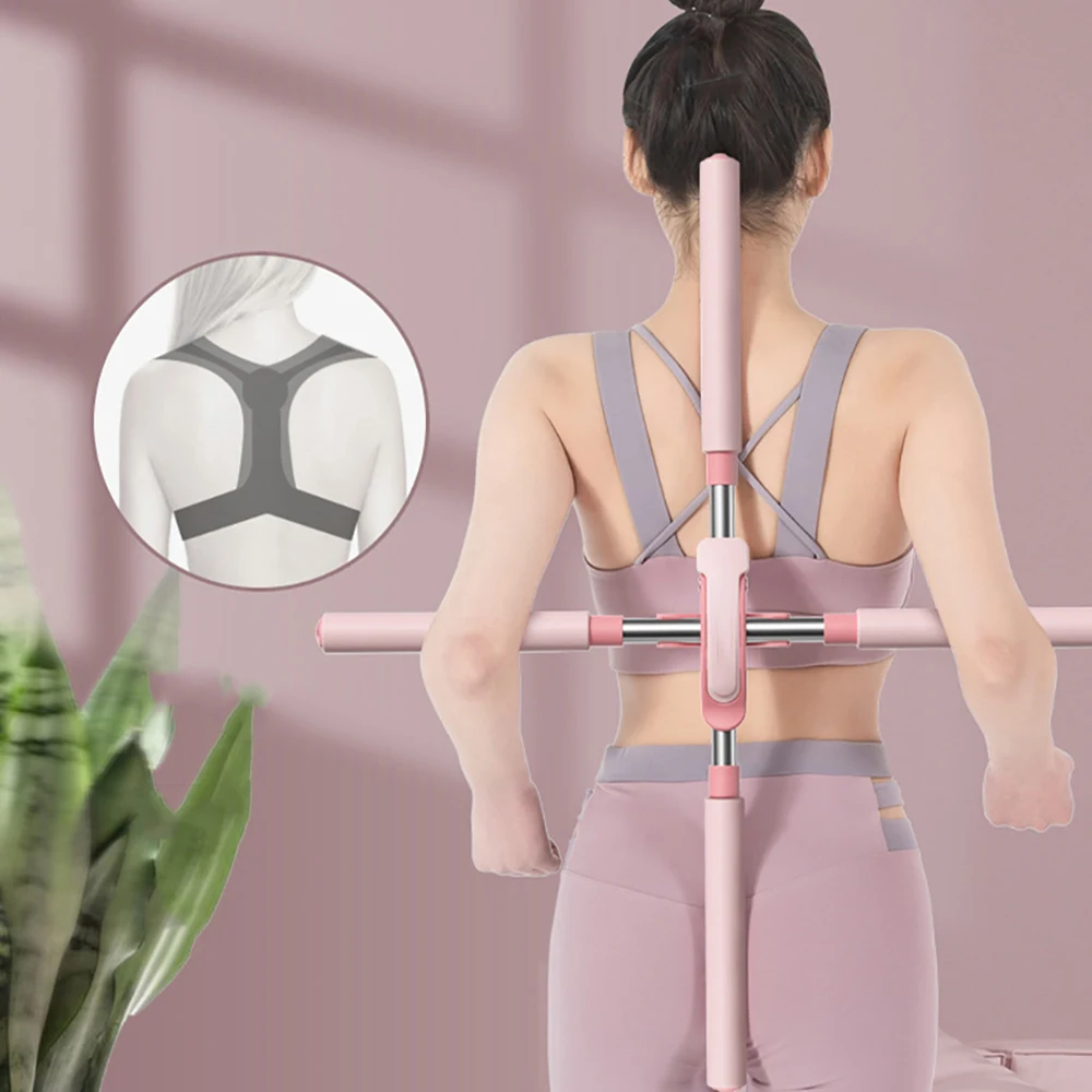 Yoga Hunchback Corrector Adjustable Stainless Steel Body Stick Cross Open Back Standing Training Stick Gym Home Sports Yoga Hunchback Corrector Adjustable Stainless Steel Body Stick Cross Open Back Standing Training Stick Gym Home Sports