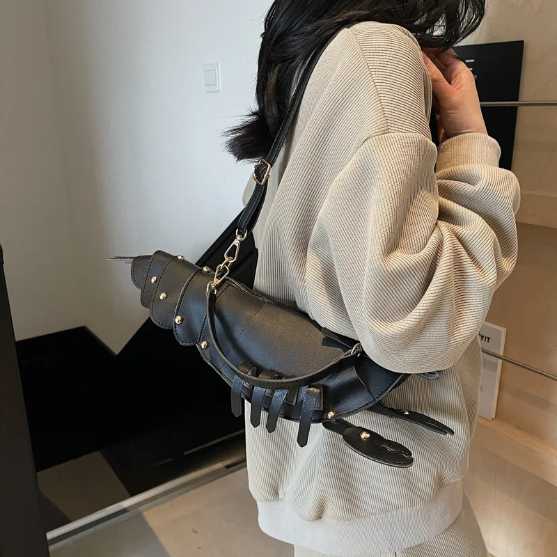 Young Girls Lobster Shape Crossbody Bag Solid Color Pu Leather Handbag Cute Creative Funny Bag Casual Toy Cross Body