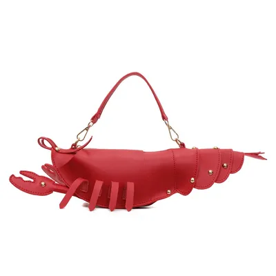 Young Girls Lobster Shape Crossbody Bag Solid Color Pu Leather Handbag Cute Creative Funny Bag Casual Toy Cross Body