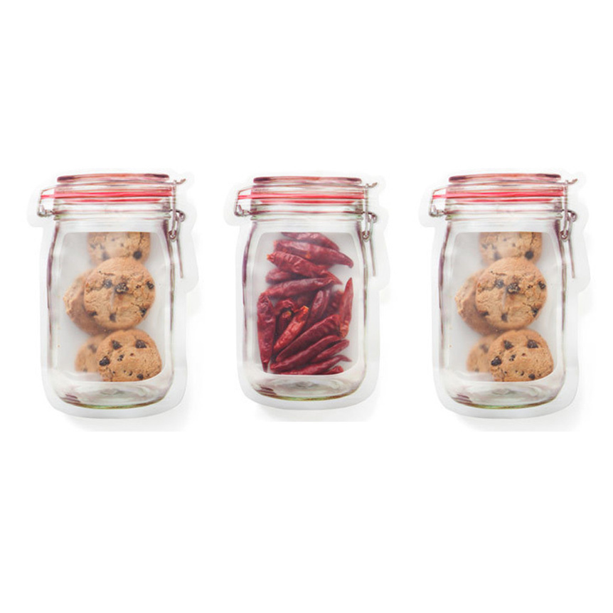 Ziplock Bags Plastic Food Storage Small Jar Design (Set of 4) Ziplock Bags Plastic Food Storage Small Jar Design (Set of 4)