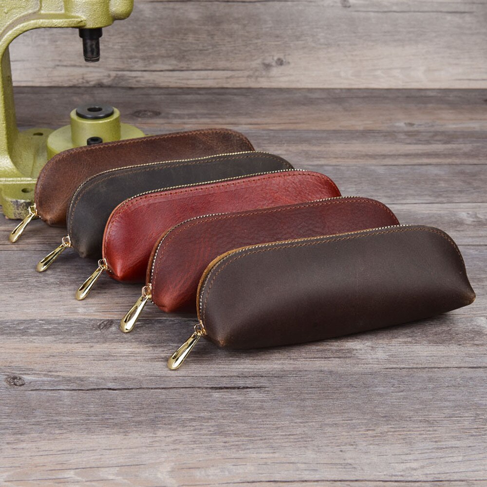Zipper Genuine Leather Pencil Pouch Zipper Genuine Leather Pencil Pouch