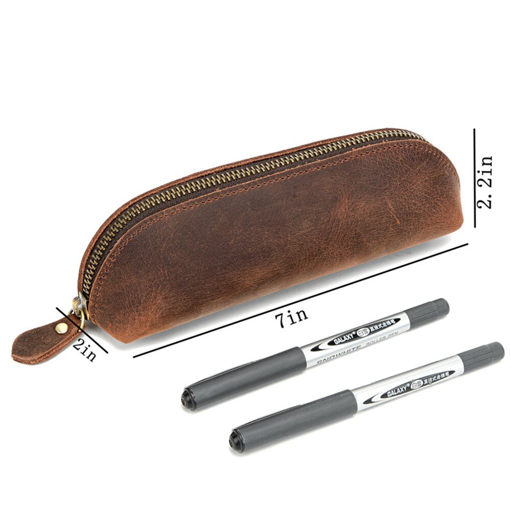 Zipper Genuine Leather Pencil Pouch Zipper Genuine Leather Pencil Pouch
