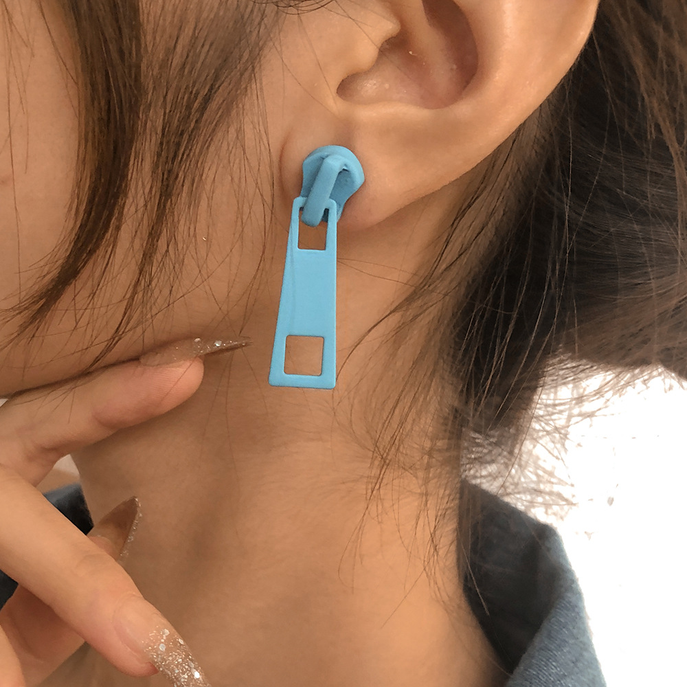 Zipper Stud Earrings Fashion Jewelry for Women Unusual Earrings Geometry Ear Ring Pop Hip Hop Piercing Jewelry