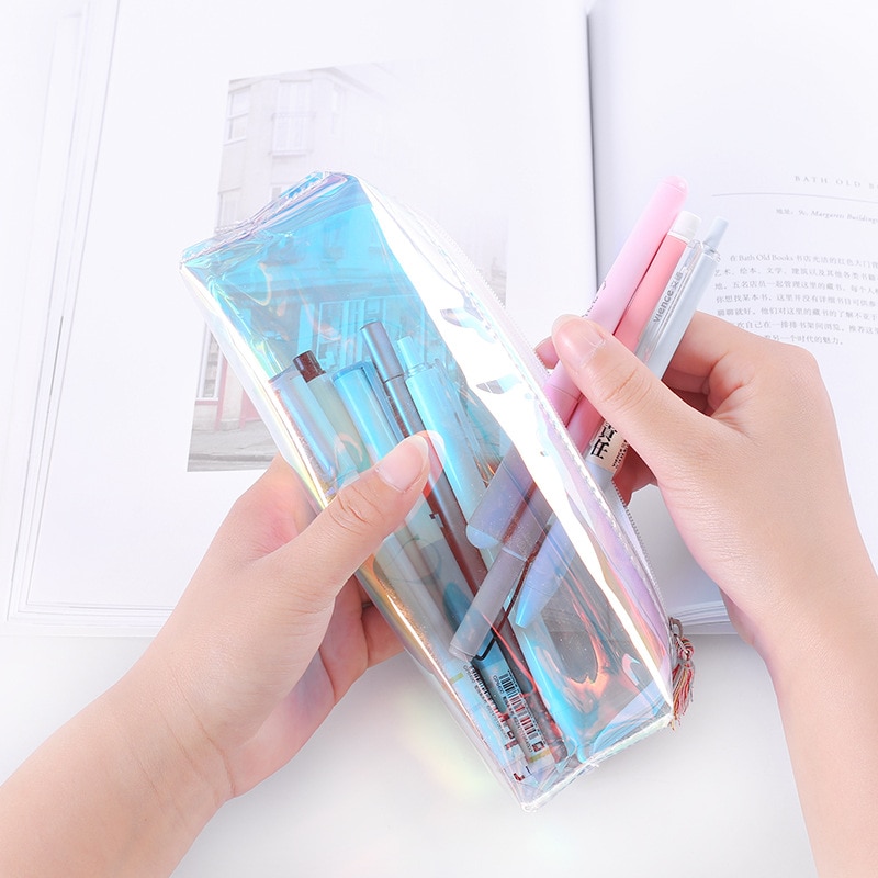 Zippered Clear Holographic Pencil Case Zippered Clear Holographic Pencil Case