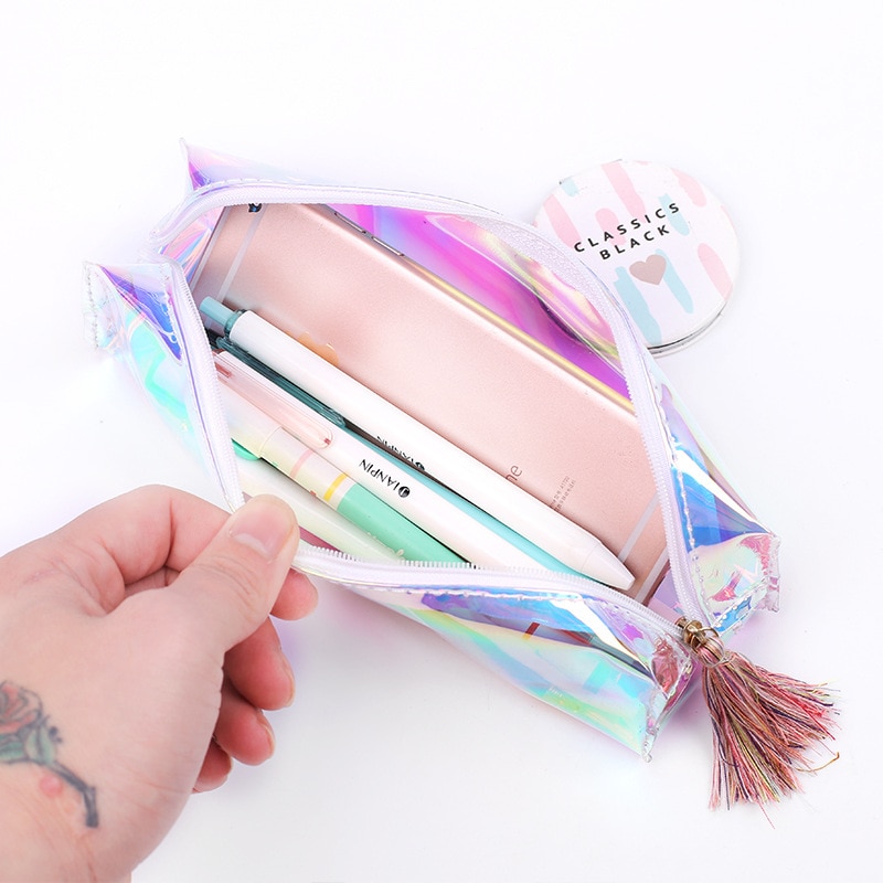 Zippered Clear Holographic Pencil Case Zippered Clear Holographic Pencil Case