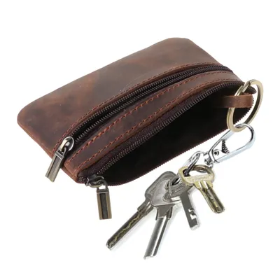 Zippered Genuine Leather Change Purse Zippered Genuine Leather Change Purse