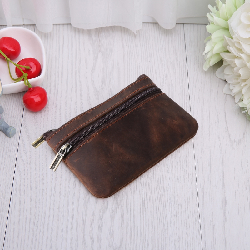 Zippered Genuine Leather Change Purse Zippered Genuine Leather Change Purse