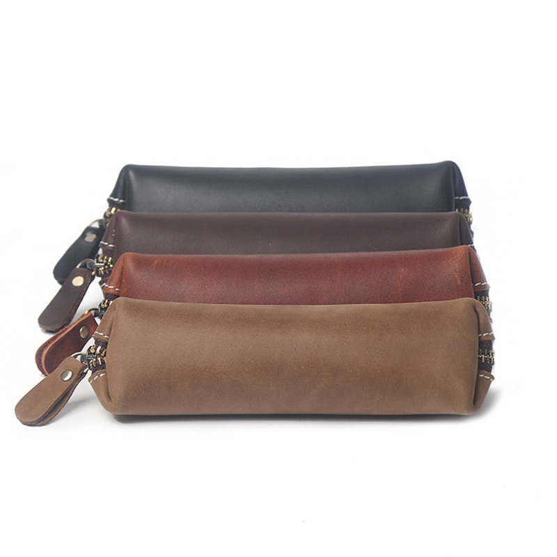 Zippered Genuine Leather Pencil Bag Zippered Genuine Leather Pencil Bag
