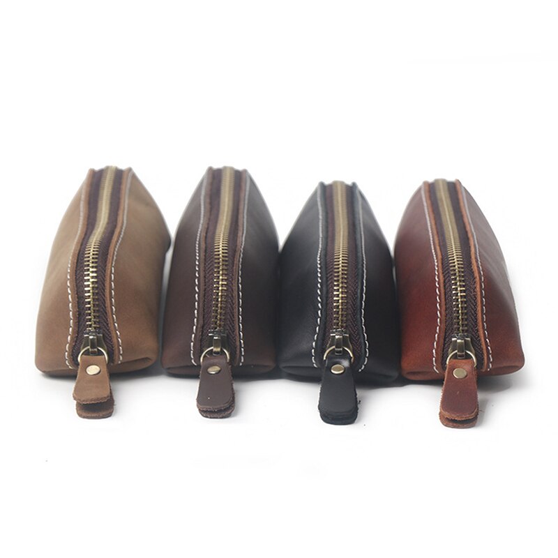 Zippered Genuine Leather Pencil Bag Zippered Genuine Leather Pencil Bag