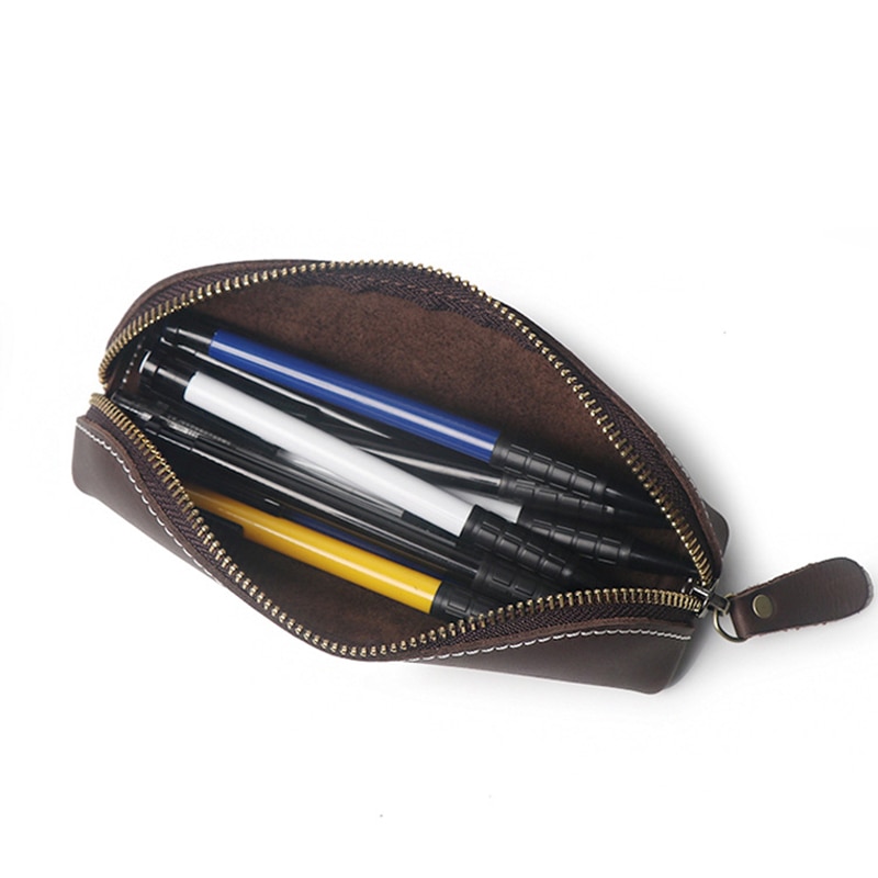 Zippered Genuine Leather Pencil Bag Zippered Genuine Leather Pencil Bag