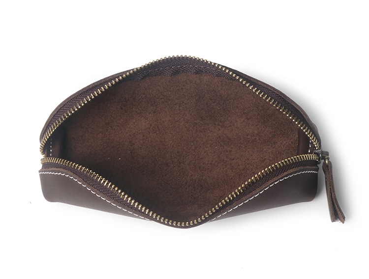 Zippered Genuine Leather Pencil Bag Zippered Genuine Leather Pencil Bag