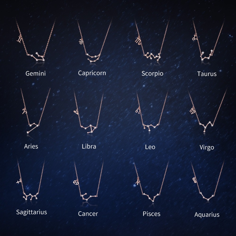 Zodiac Constellation Necklace Sterling Silver Zodiac Constellation Necklace Sterling Silver