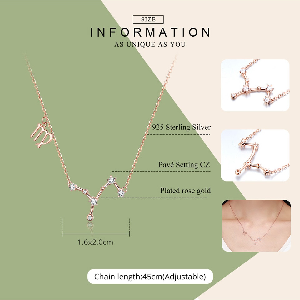 Zodiac Constellation Necklace Sterling Silver Zodiac Constellation Necklace Sterling Silver