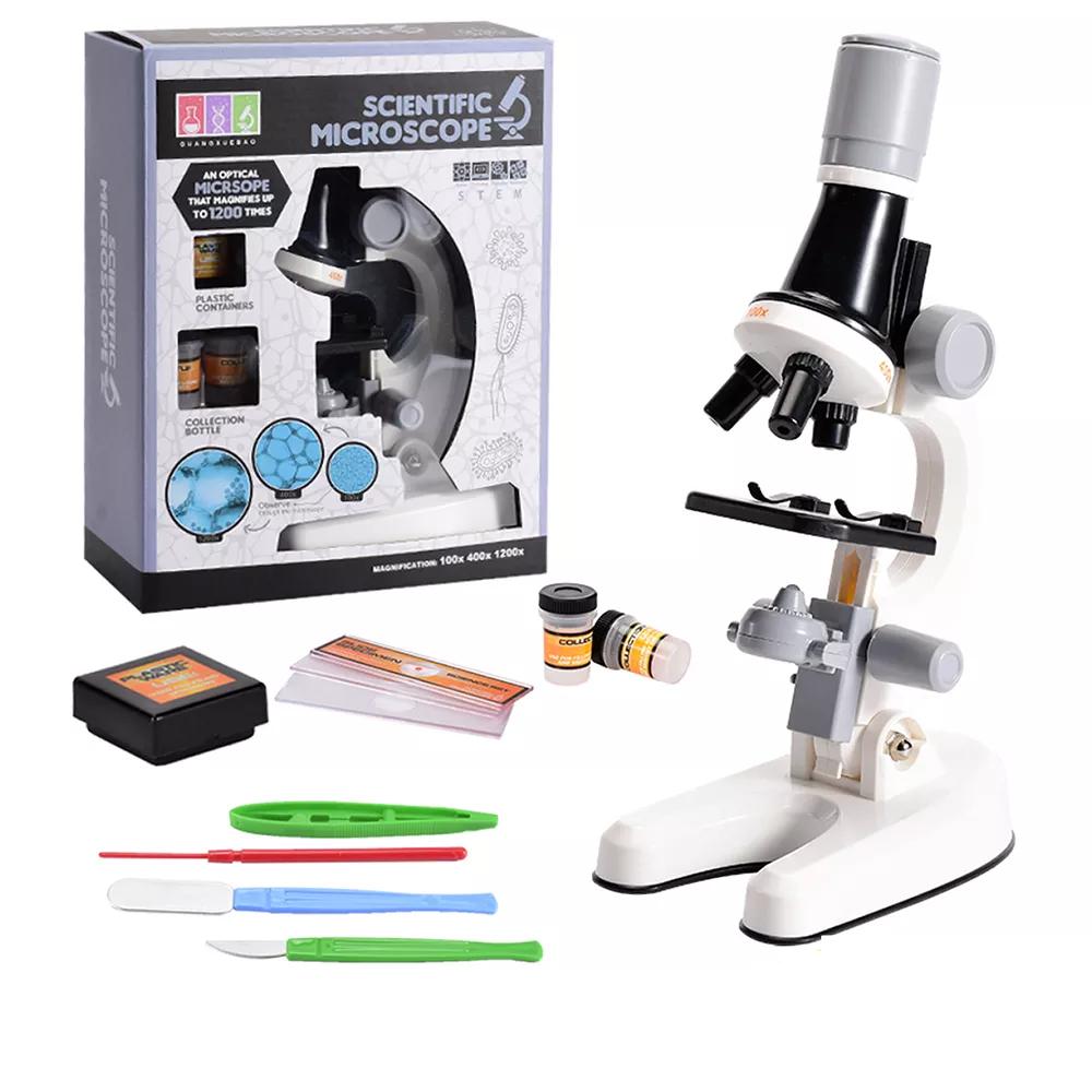 Zoom Children Microscope Biology Lab LED 1200x School Science Experiment Kit Education Scientific Toys Gifts For Kids