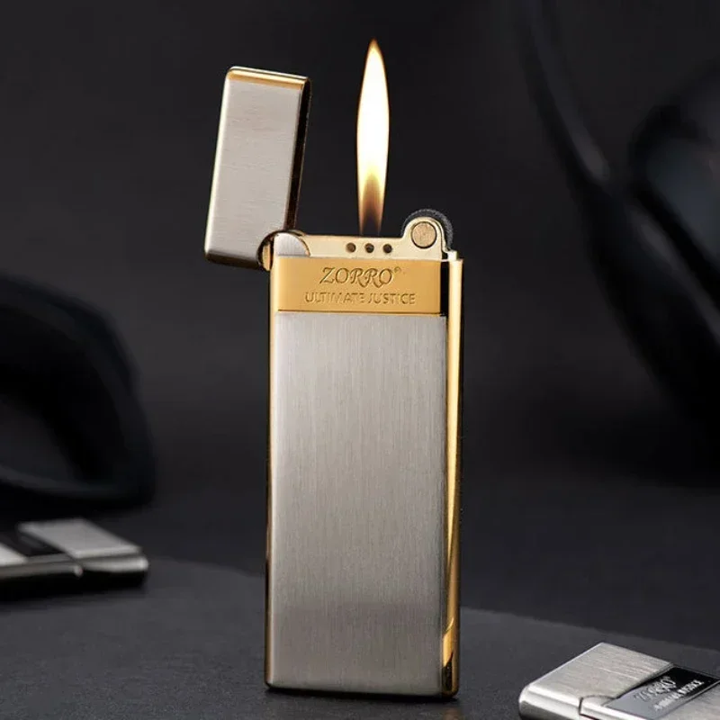 Zorro 636 Metal Ultra Thin Butane Gas Inflatable Grinding Wheel Lighter Holiday Gift Smoking Accessories Men's Small