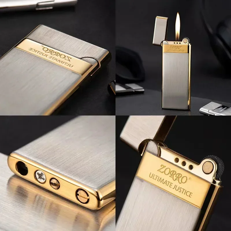Zorro 636 Metal Ultra Thin Butane Gas Inflatable Grinding Wheel Lighter Holiday Gift Smoking Accessories Men's Small