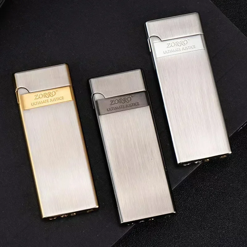 Zorro 636 Metal Ultra Thin Butane Gas Inflatable Grinding Wheel Lighter Holiday Gift Smoking Accessories Men's Small