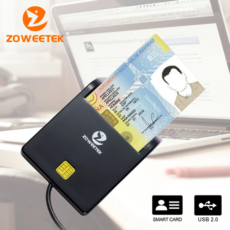 Zoweetek USB ID Smart Card Reader Electronic DNI Reader for ISO 7816 EMV IC DNIE Chip DNI Smart Card ZW-12026-1 Zoweetek USB ID Smart Card Reader Electronic DNI Reader for ISO 7816 EMV IC DNIE Chip DNI Smart Card ZW-12026-1